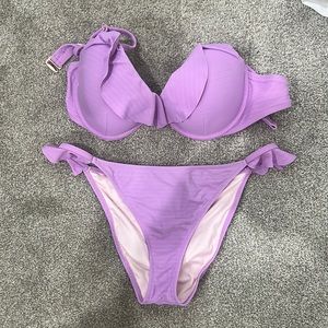 Shade & Shore purple ruffle bikini